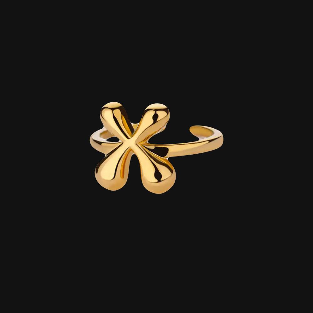 DL Gold Color Cute Bubble Letters Rings For Women Stainless Steel A-Z Alphabet Opening Ring (China Edition)