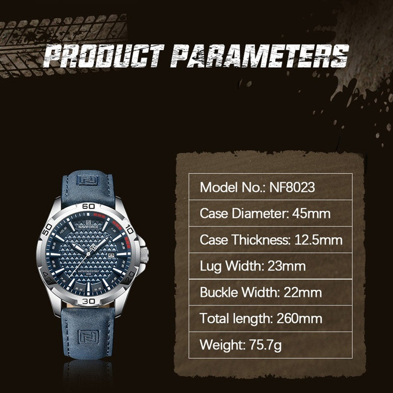 Naviforce Brand Men Fashion Quartz Watches Male Leather (Canadian Edition)