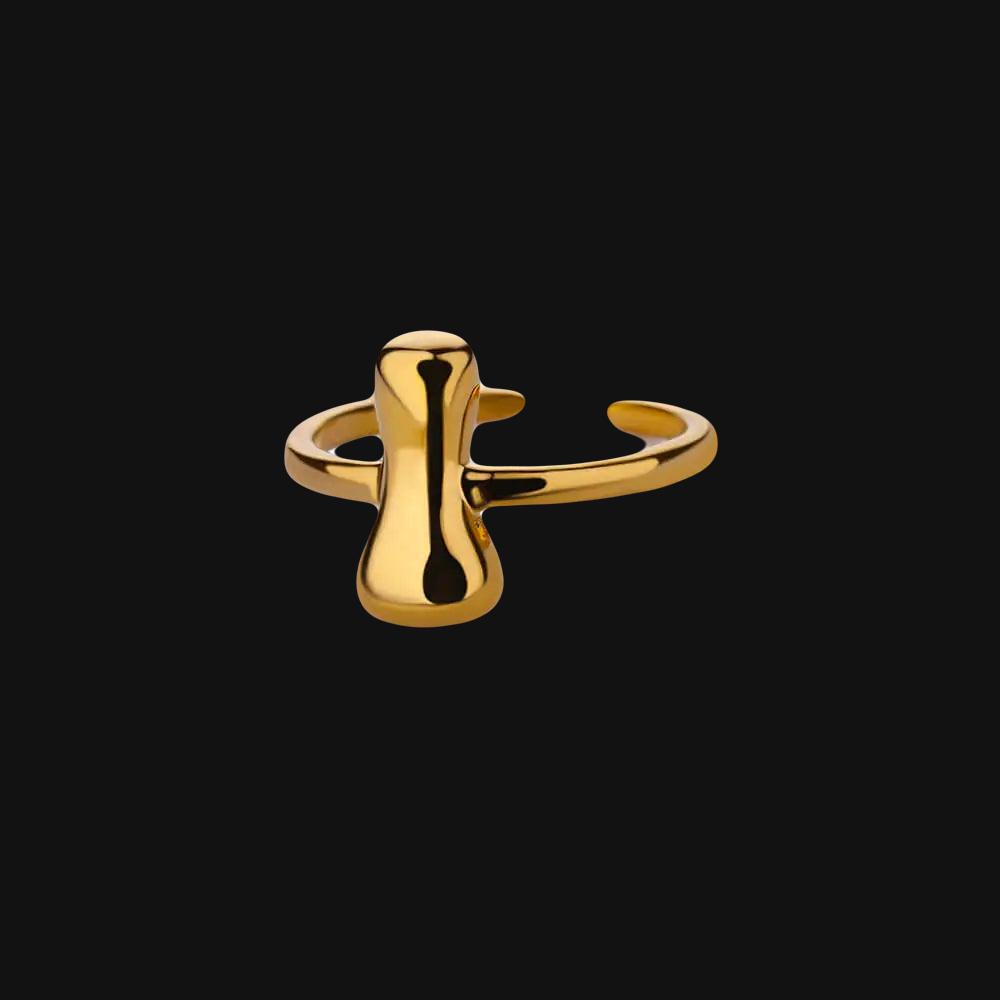 DL Gold Color Cute Bubble Letters Rings For Women Stainless Steel A-Z Alphabet Opening Ring (China Edition)