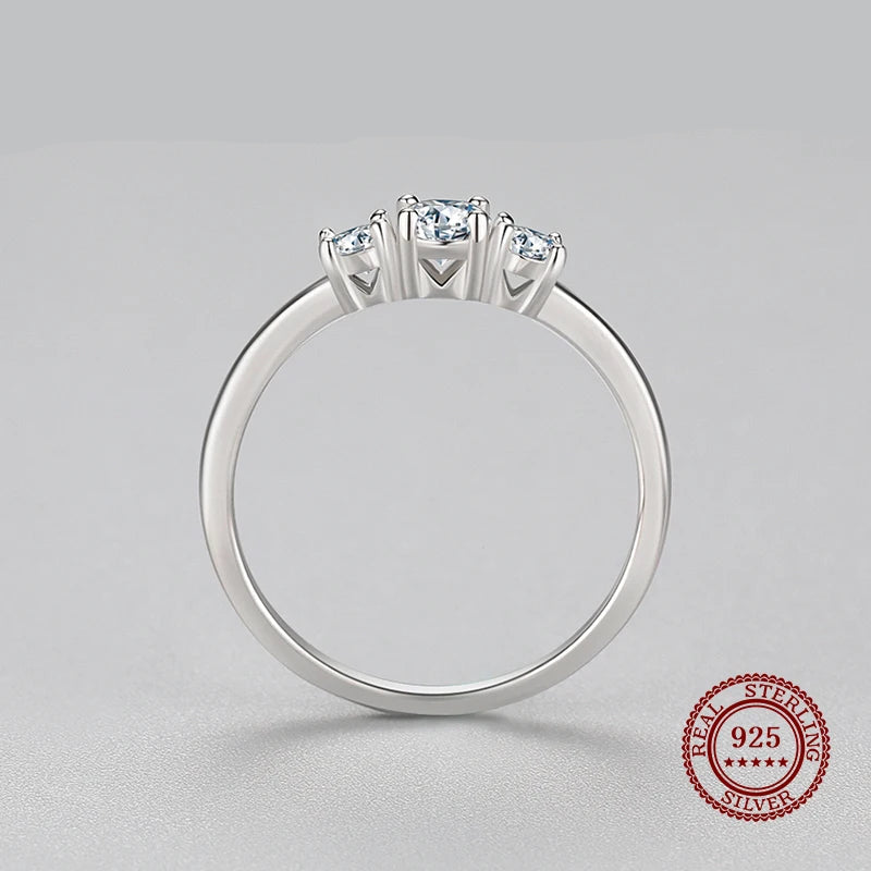 DL 925 Sterling Silver Sparkling Zircon Stackable Ring (Canadian Edition)