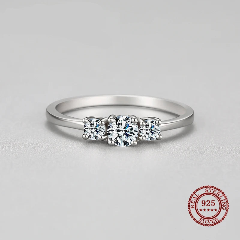 DL 925 Sterling Silver Sparkling Zircon Stackable Ring (Canadian Edition)