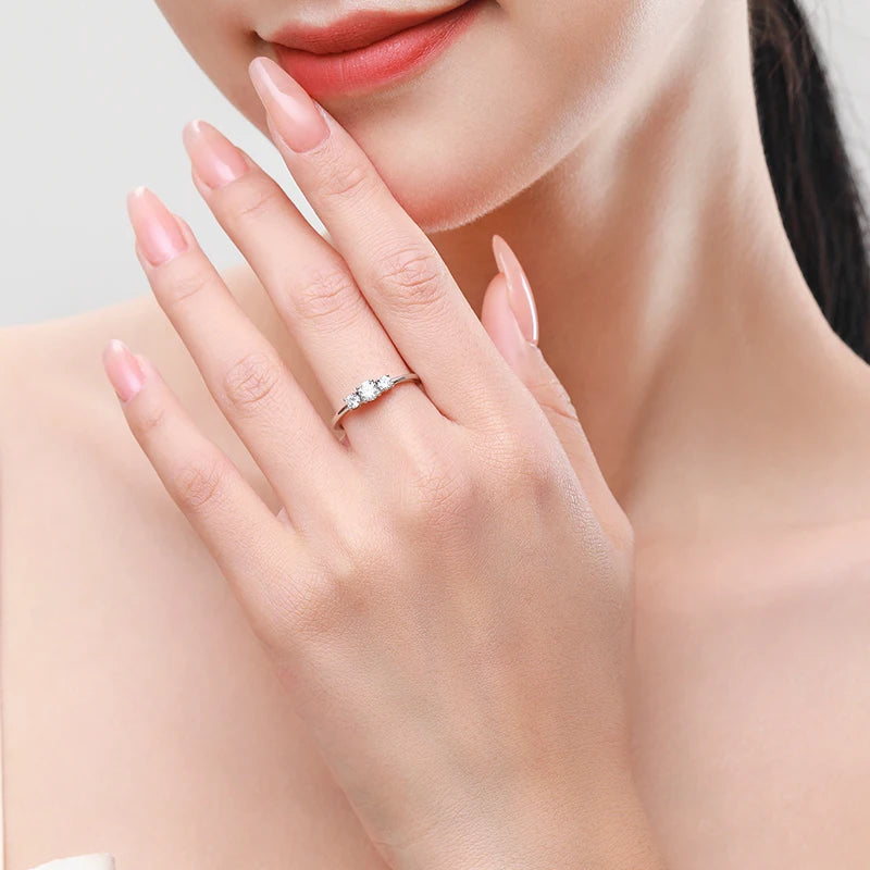 DL 925 Sterling Silver Sparkling Zircon Stackable Ring (Canadian Edition)