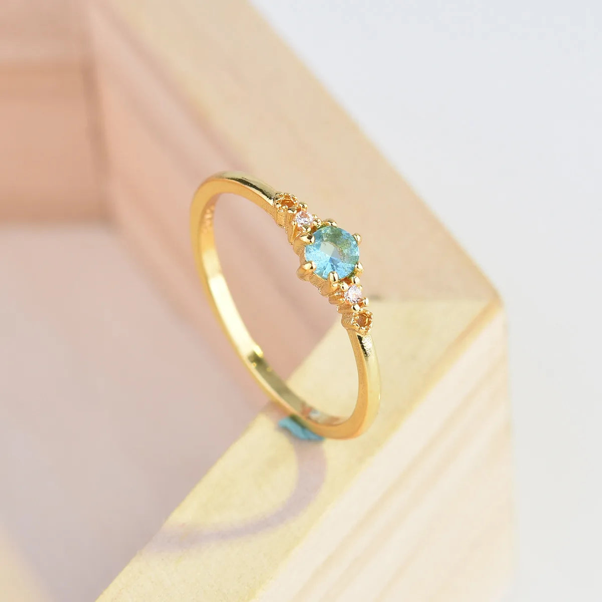 925 Sterling Silver Aquamarine Ring (Korean Edition)