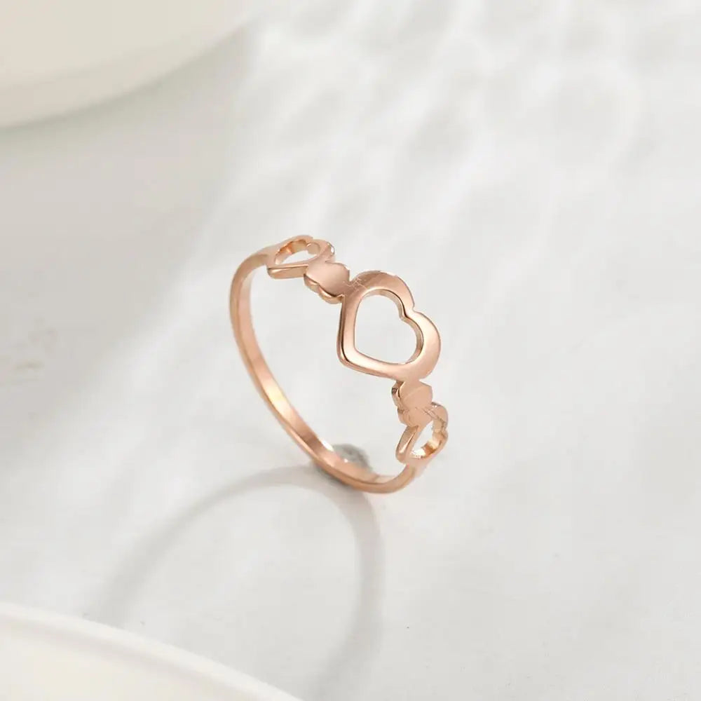 Stainless Steel Gold Color Hearts Finger Rings Loves (USA EDITION) (LIMITED)
