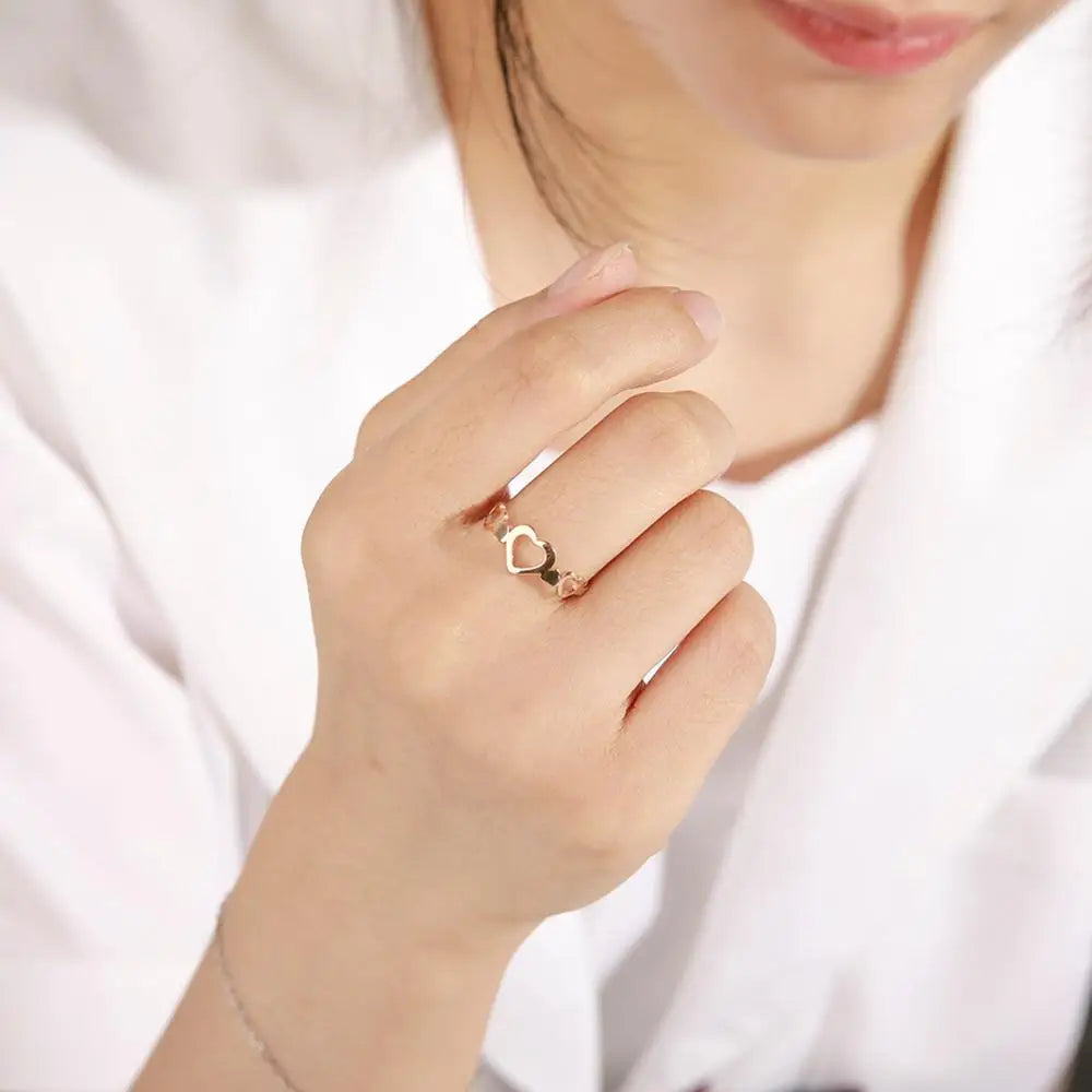 Stainless Steel Gold Color Hearts Finger Rings Loves (USA EDITION) (LIMITED)