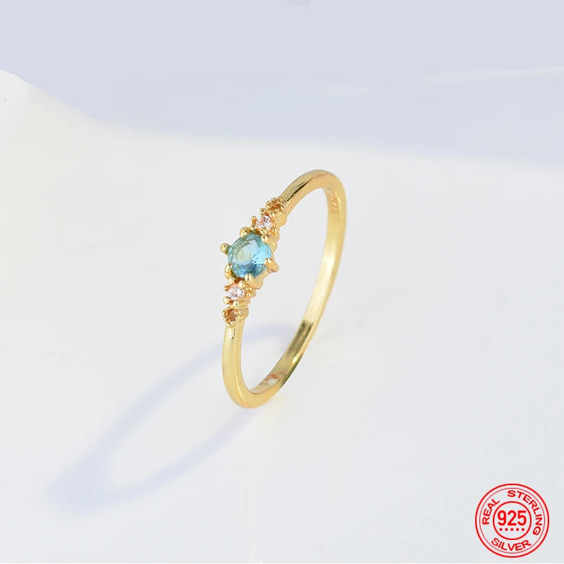 925 Sterling Silver Aquamarine Ring (Korean Edition)