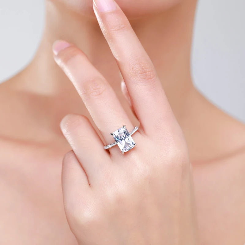 DL 925 Sterling silver Clear Zircon Rectangle Ring (USA EDITION) (LIMITED)