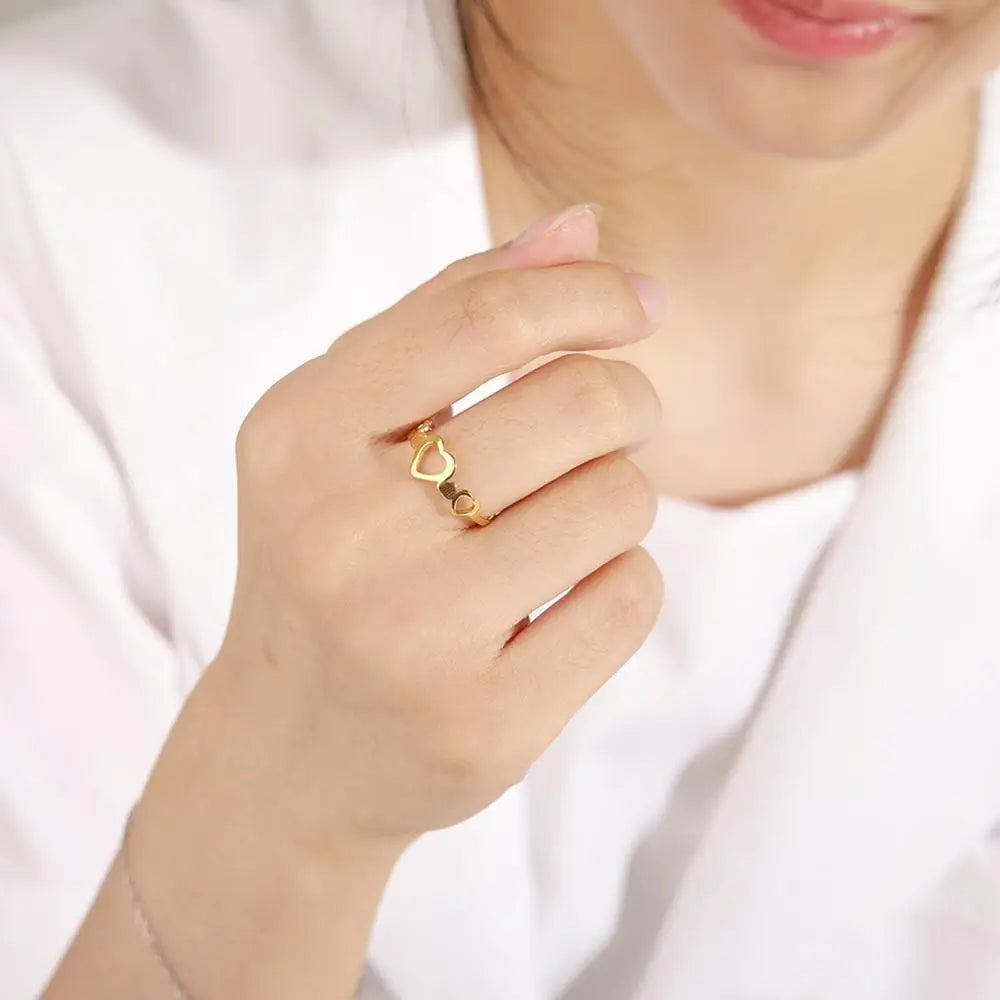 Stainless Steel Gold Color Hearts Finger Rings Loves (USA EDITION) (LIMITED)