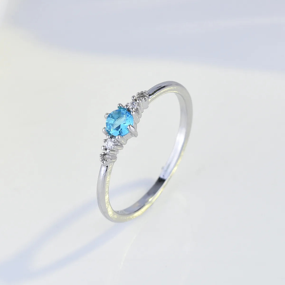 925 Sterling Silver Aquamarine Ring (Korean Edition)