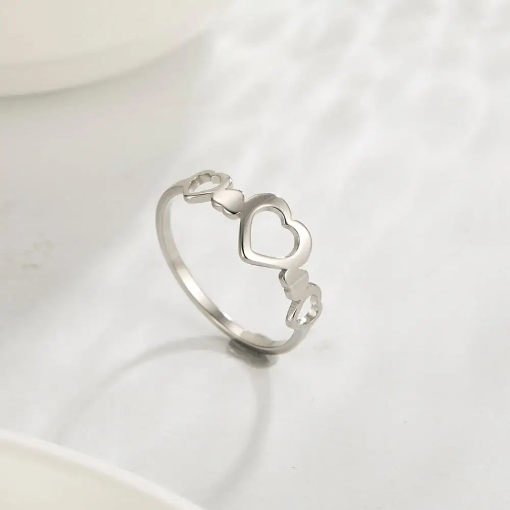 Stainless Steel Gold Color Hearts Finger Rings Loves (USA EDITION) (LIMITED)