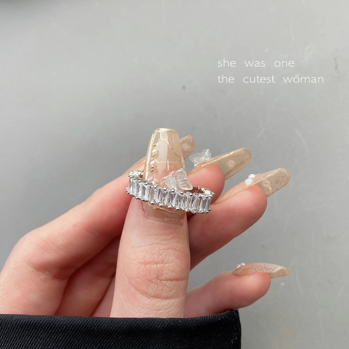 DL Gorgeous Silver Color Opening Rings Paved Full Fashion Square Shape Zircon (Canadian Edition)