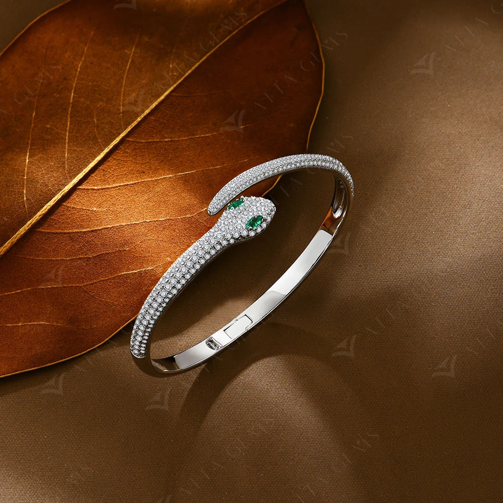 DL S925 Silver moissanite Snake Bracelet (USA Edition)