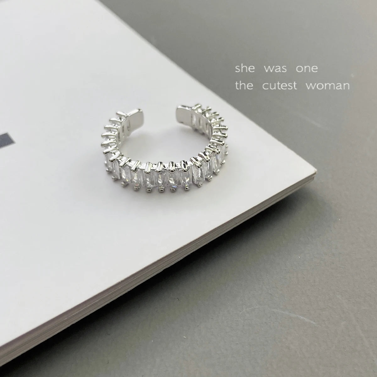 DL Gorgeous Silver Color Opening Rings Paved Full Fashion Square Shape Zircon (Canadian Edition)