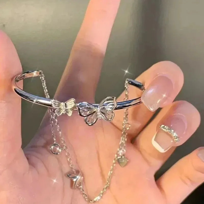 DL Butterfly Heart Double Layer Luxury Bracelet (Korean Edition)