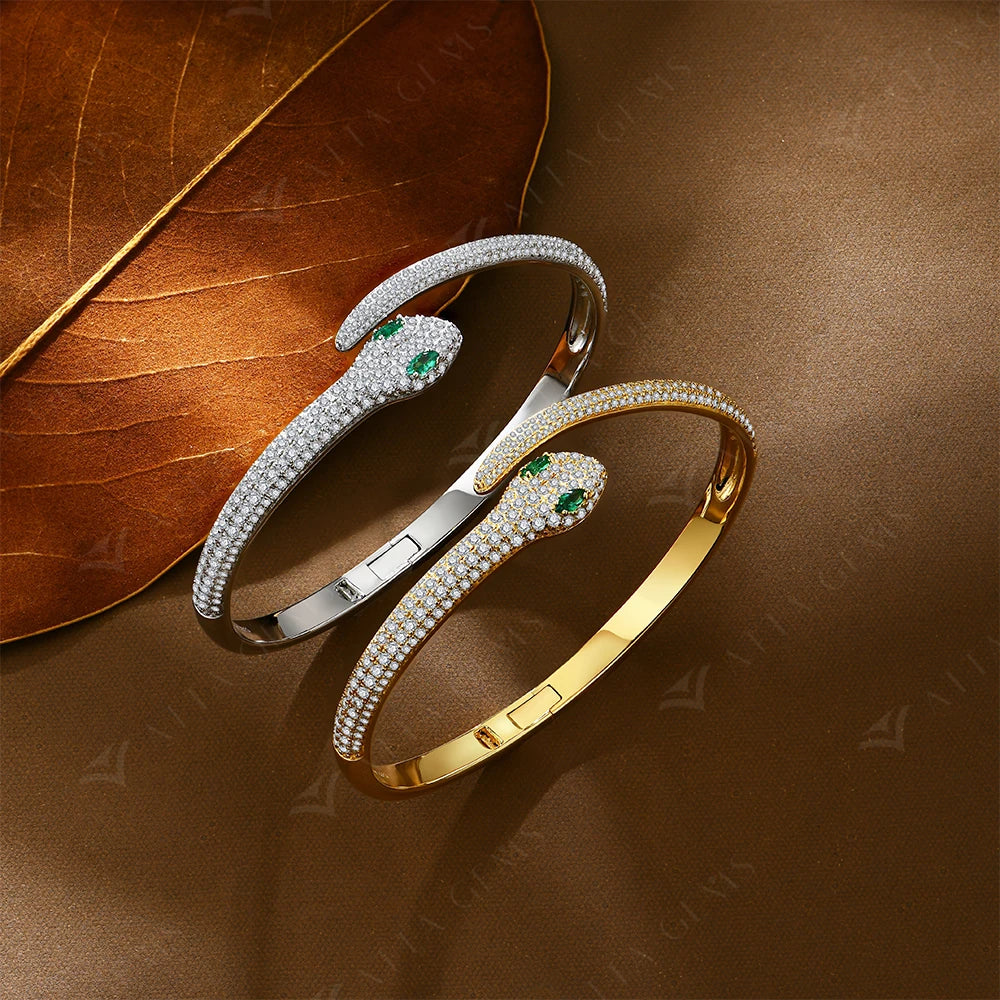 DL S925 Silver moissanite Snake Bracelet (USA Edition)