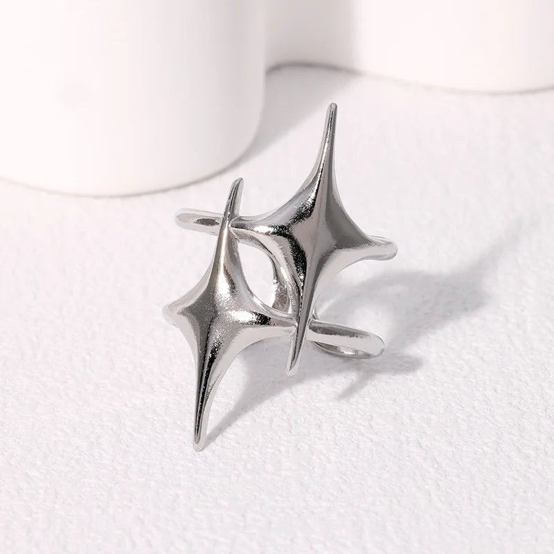 DL Stainless Steel Star Cross Ring (Korean Edition)