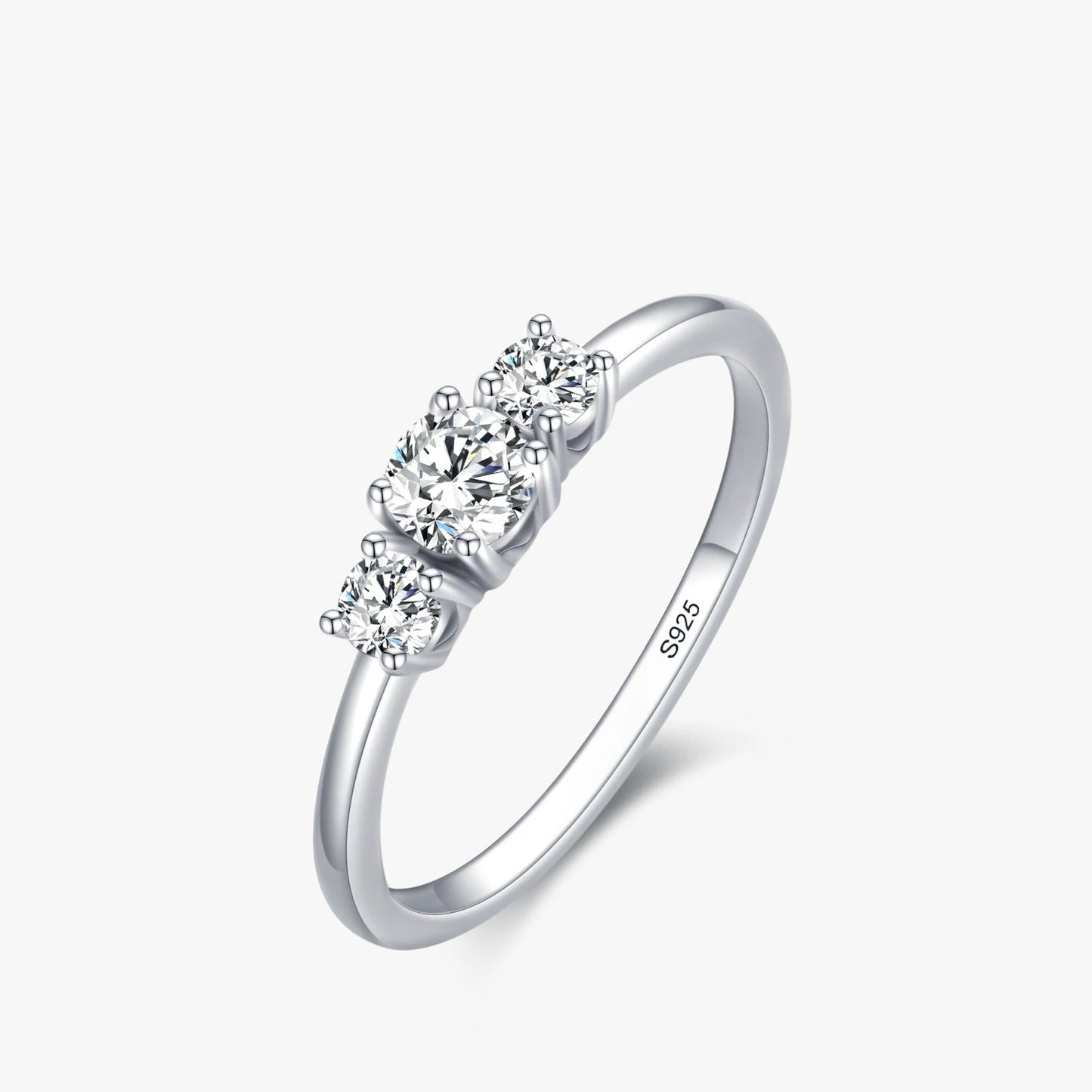 DL 925 Sterling Silver Sparkling Zircon Stackable Ring (Canadian Edition)