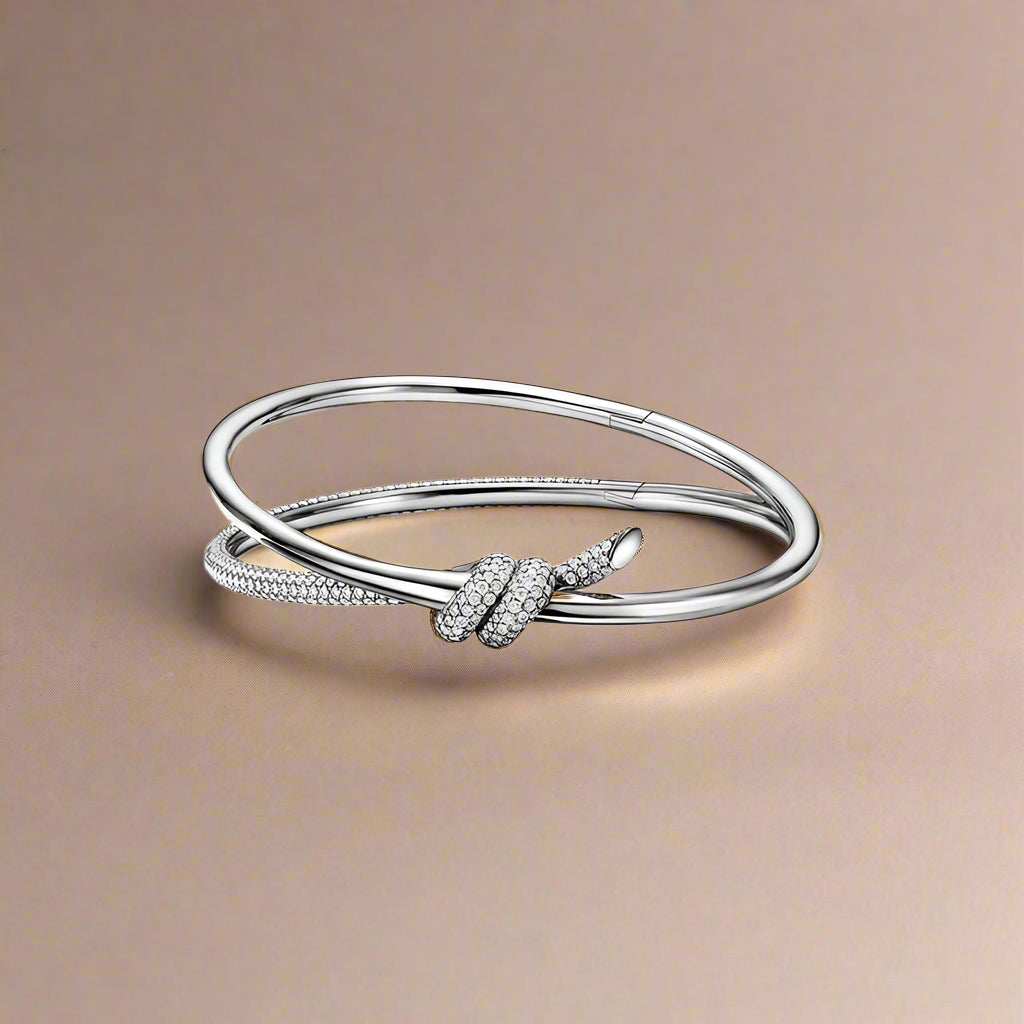 DL S925 Sterling Silver Twisted Bracelet (Korean Edition)