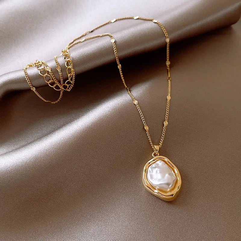 DL Irregular Baroque Pearl Necklace Pendant (China Edition)