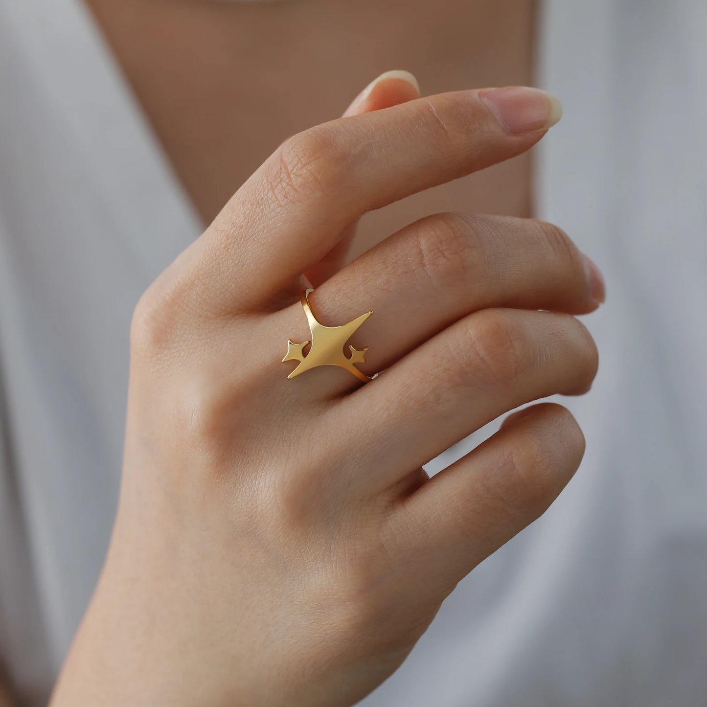 DL Skyrim Three Pointed Star Ring Stainless Steel Ring (Canadian Edition)