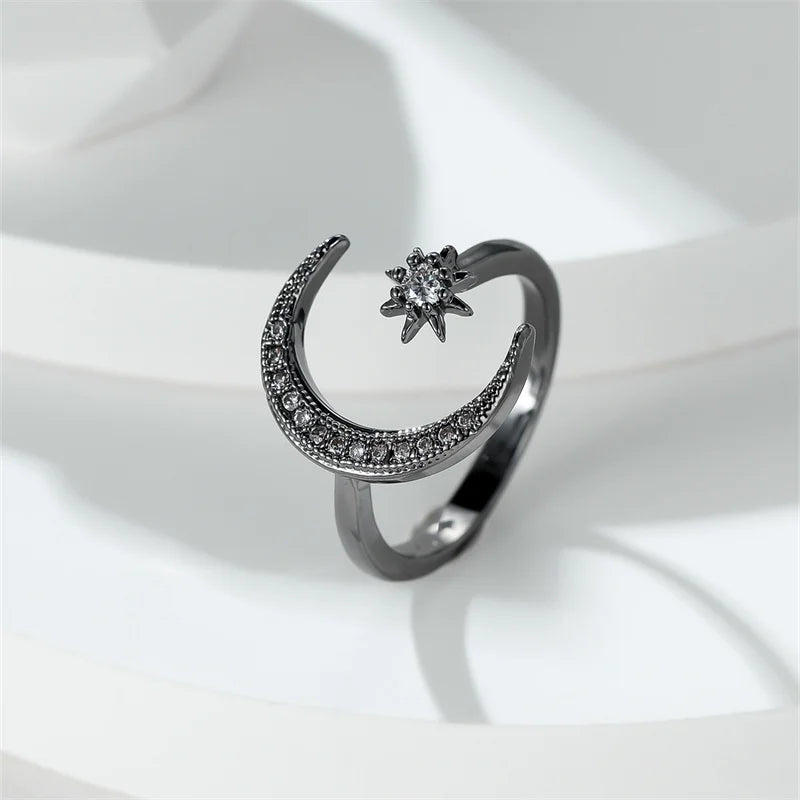 DL Minimalist Female Stacking Boho Star Moon Ring (Usa Edition)