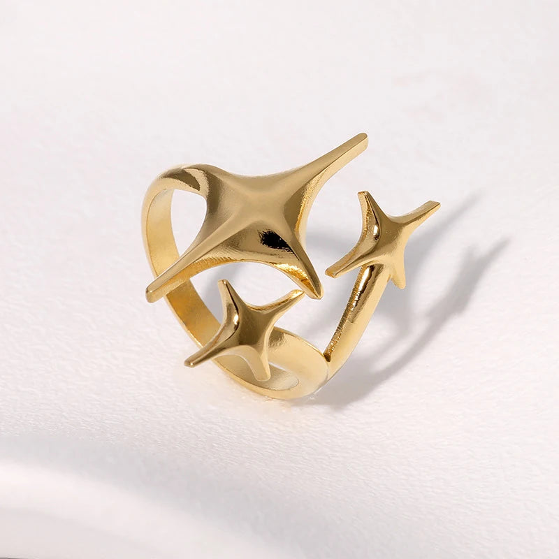 DL Stainless Steel Star Cross Ring (Korean Edition)