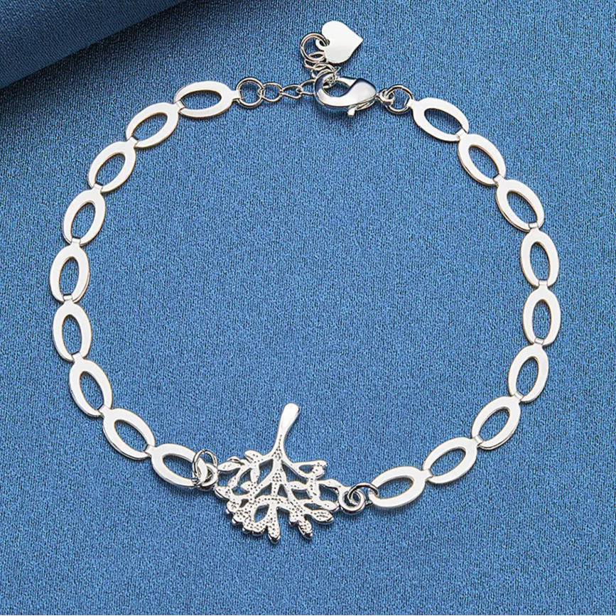 DL 925 Sterling Silver Bracelet Tree Charm Bracelet (USA Edition)