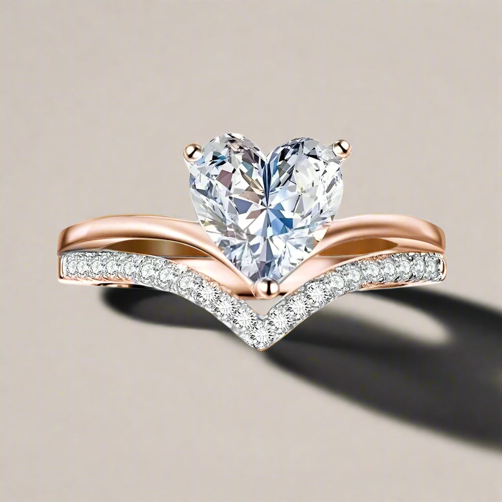 DL Silver Color White Zircon Stones Heart Ring (China Edition)