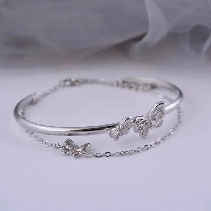 DL Butterfly Heart Double Layer Luxury Bracelet (Korean Edition)