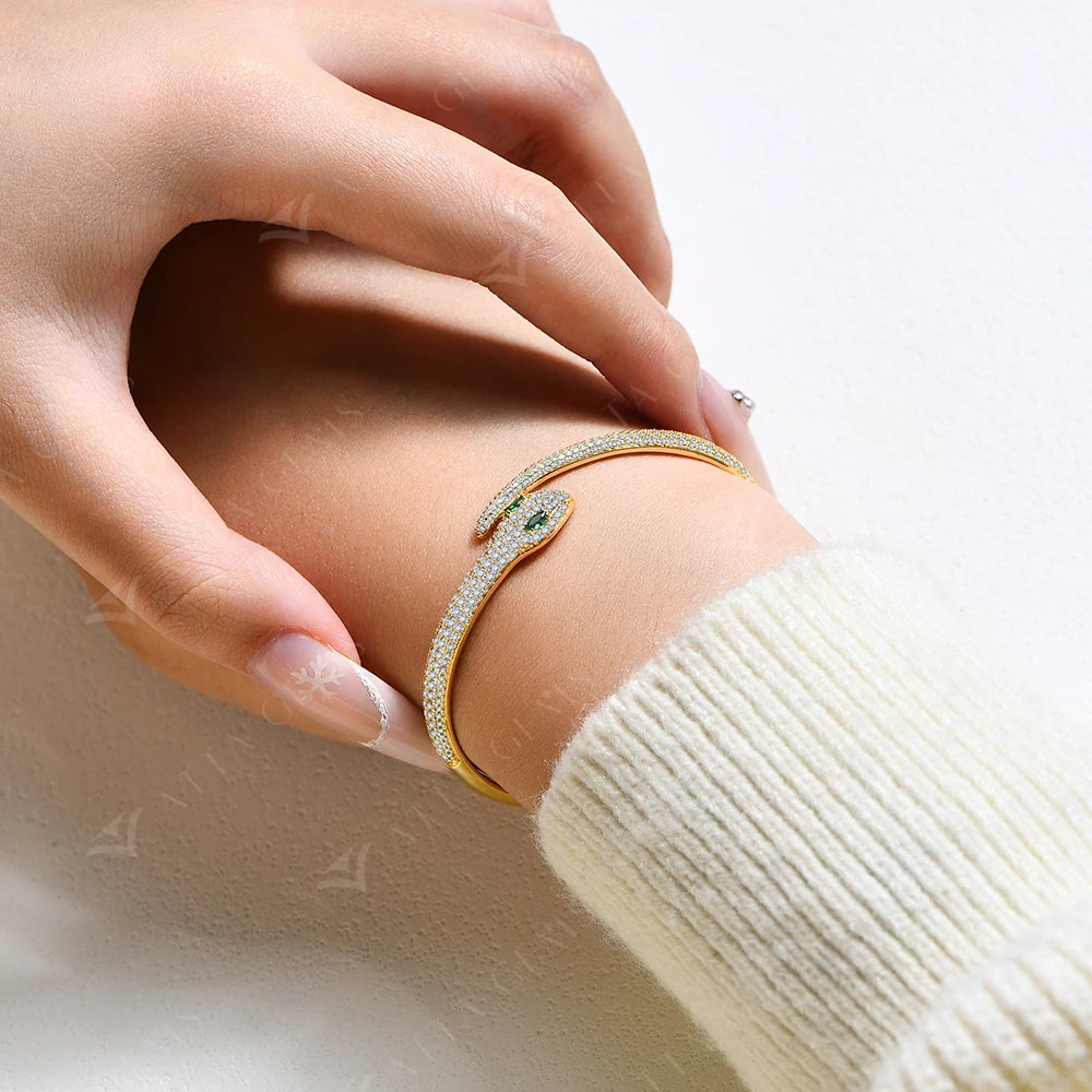 DL S925 Silver moissanite Snake Bracelet (USA Edition)