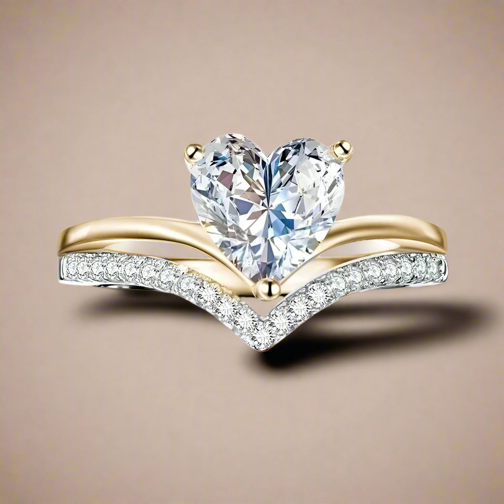 DL Silver Color White Zircon Stones Heart Ring (China Edition)