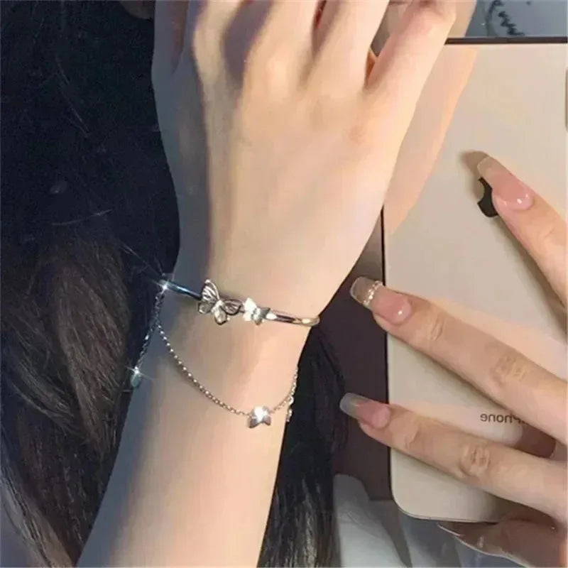DL Butterfly Heart Double Layer Luxury Bracelet (Korean Edition)