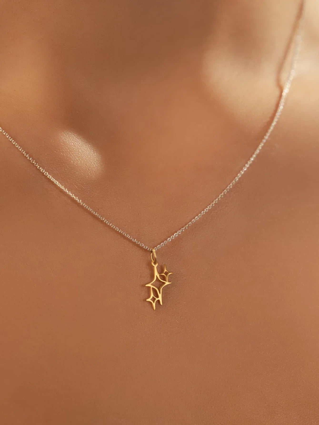 DL Mini Pendant Sparkles Dainty Necklace Stainless Steel (China Edition)