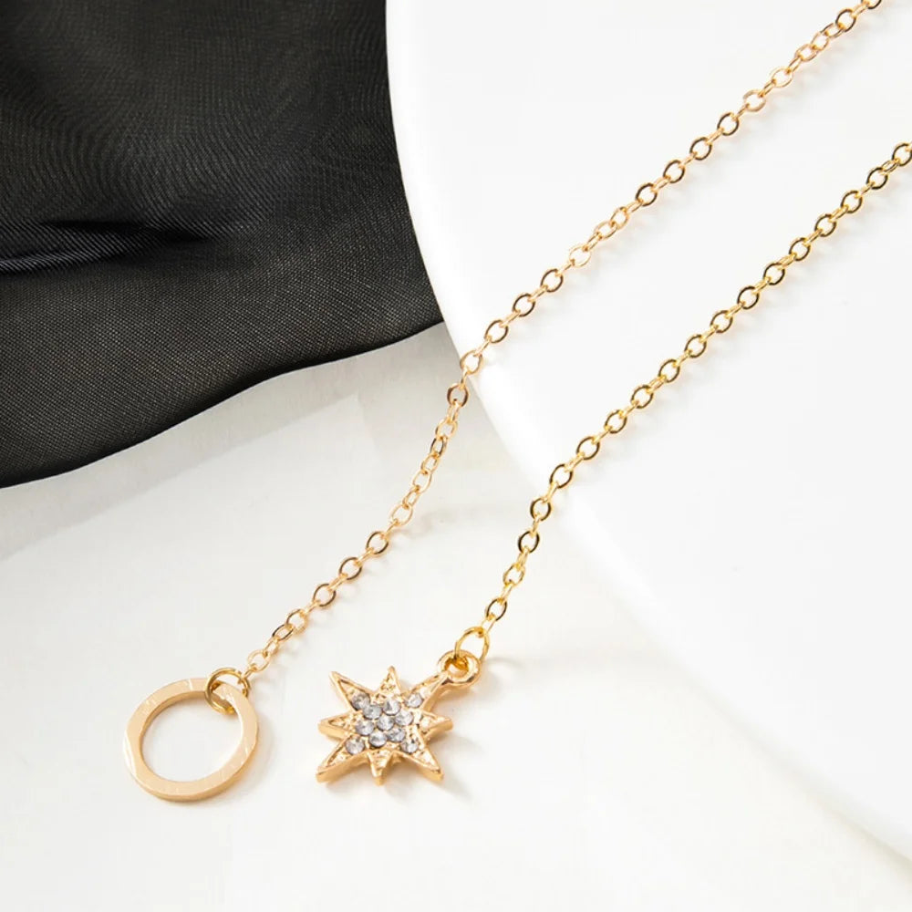 DL 14K Gold Plated Rhinestone Hexagram Pendant Necklace (Usa Edition)