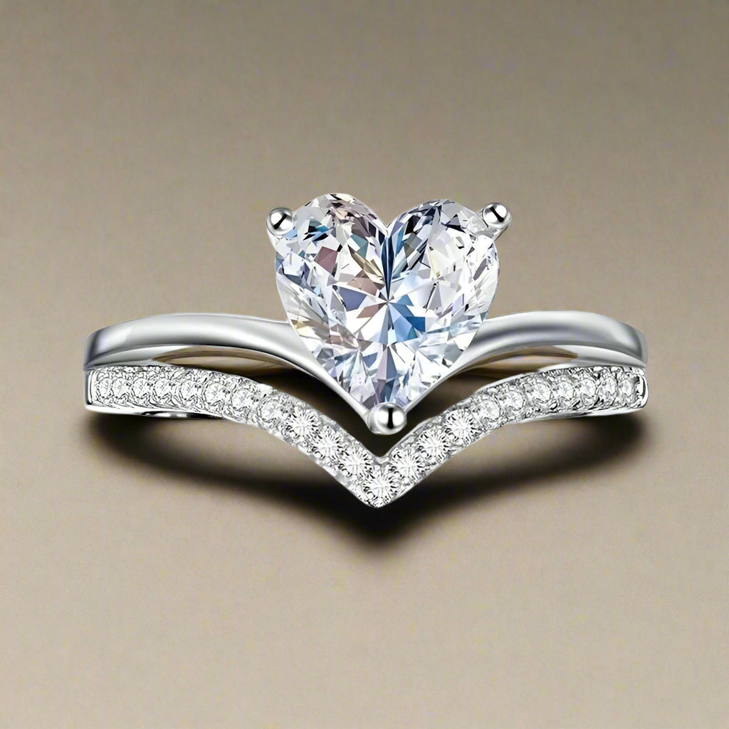 DL Silver Color White Zircon Stones Heart Ring (China Edition)
