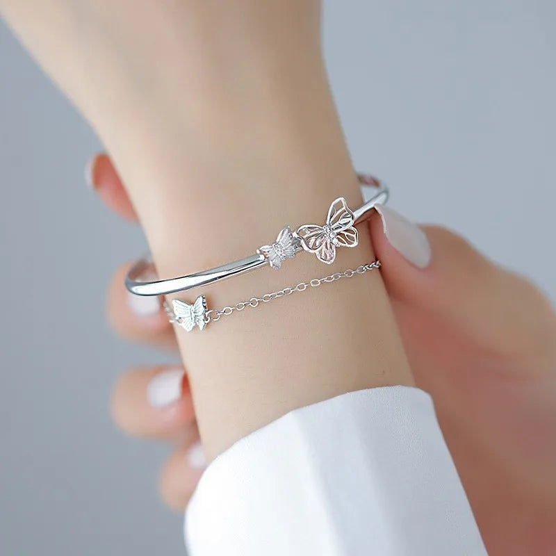 DL Butterfly Heart Double Layer Luxury Bracelet (Korean Edition)