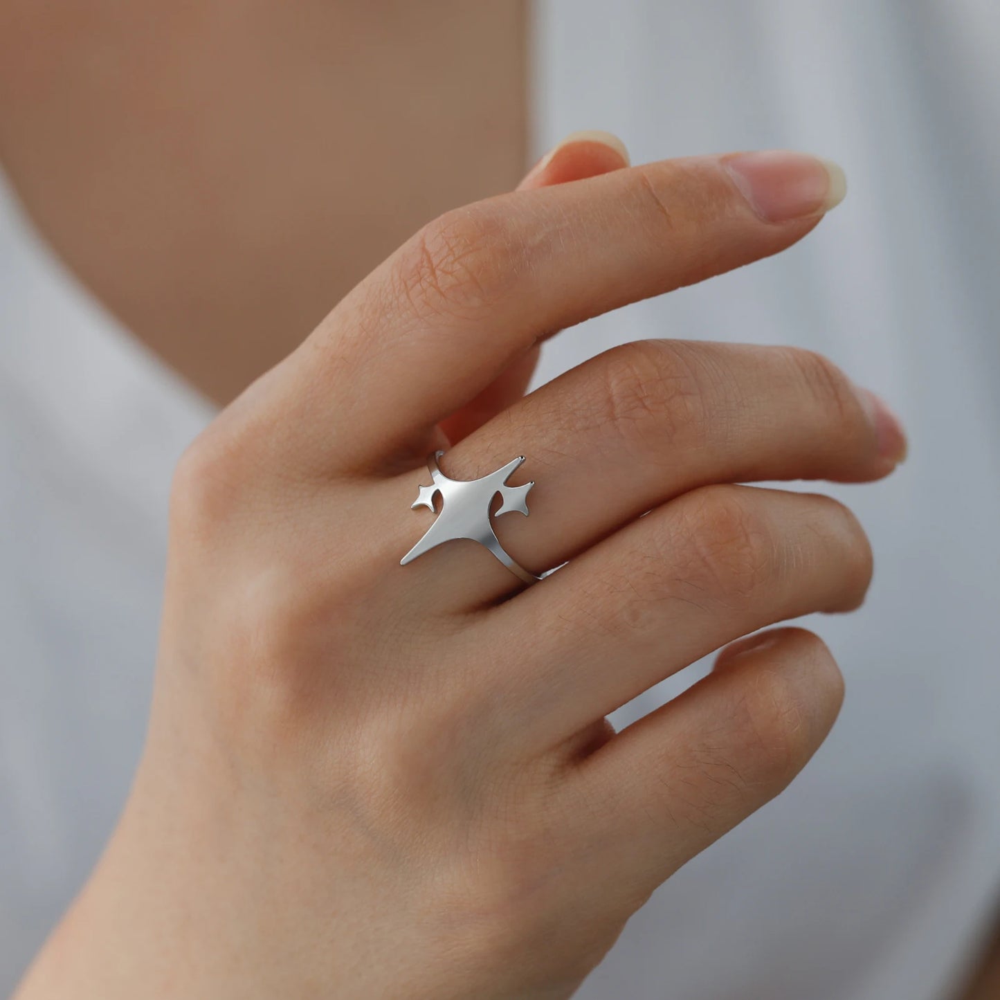 DL Skyrim Three Pointed Star Ring Stainless Steel Ring (Canadian Edition)