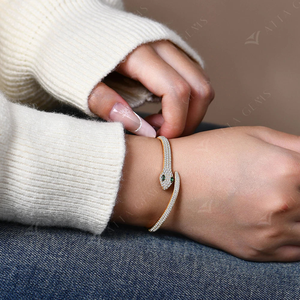 DL S925 Silver moissanite Snake Bracelet (USA Edition)