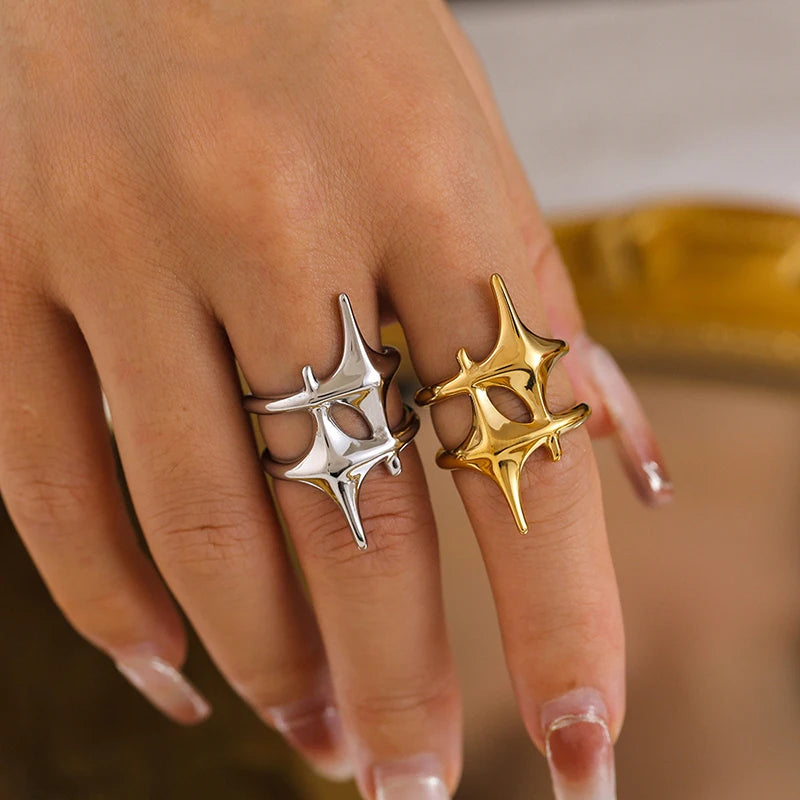 DL Stainless Steel Star Cross Ring (Korean Edition)