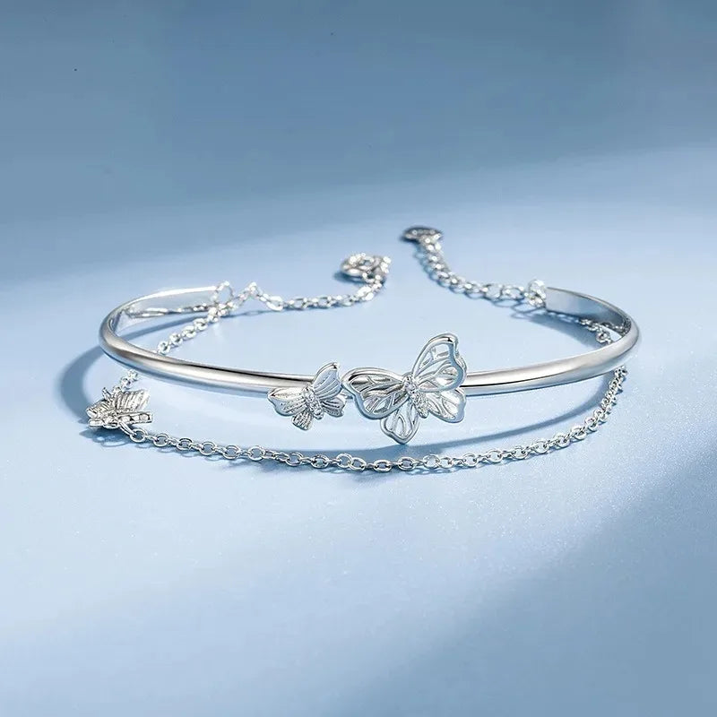 DL Butterfly Heart Double Layer Luxury Bracelet (Korean Edition)