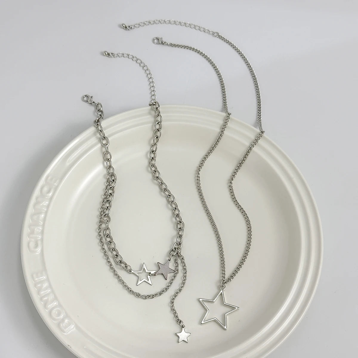 DL Y2K Star Pendant Necklace Simple Multi layered Metal Chain Necklace (China Edition)