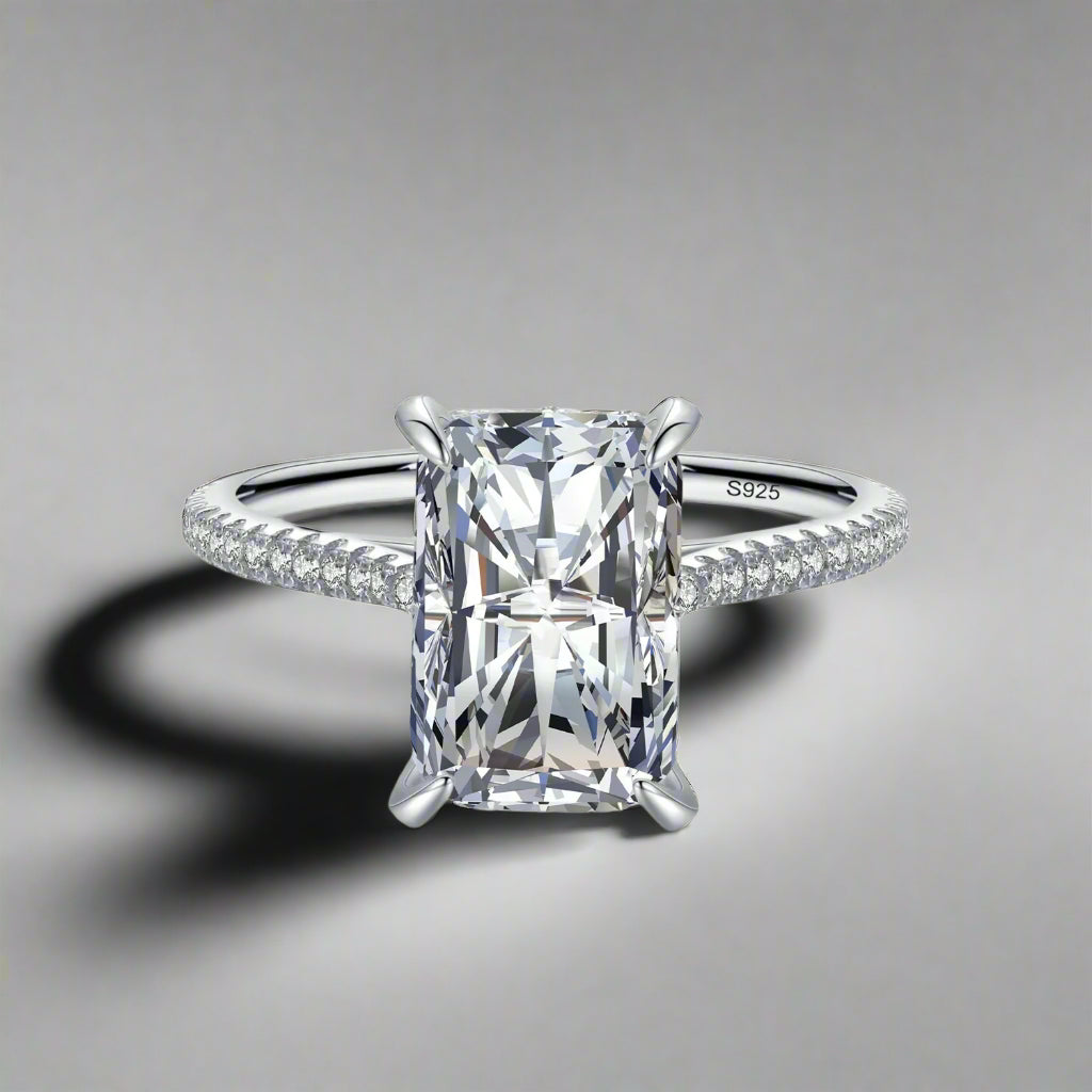 DL 925 Sterling silver Clear Zircon Rectangle Ring (USA EDITION) (LIMITED)