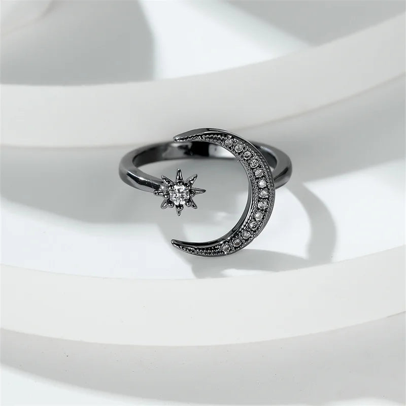 DL Minimalist Female Stacking Boho Star Moon Ring (Usa Edition)