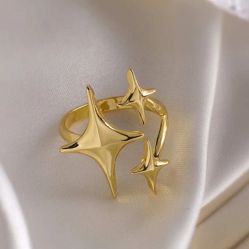DL Stainless Steel Star Cross Ring (Korean Edition)