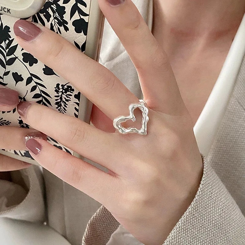 DL 925 Sterling Silver Simple Heart Ring y2k (BRAZILIAN EDITION) (TOO LIMITED FOR ITS PRICE)