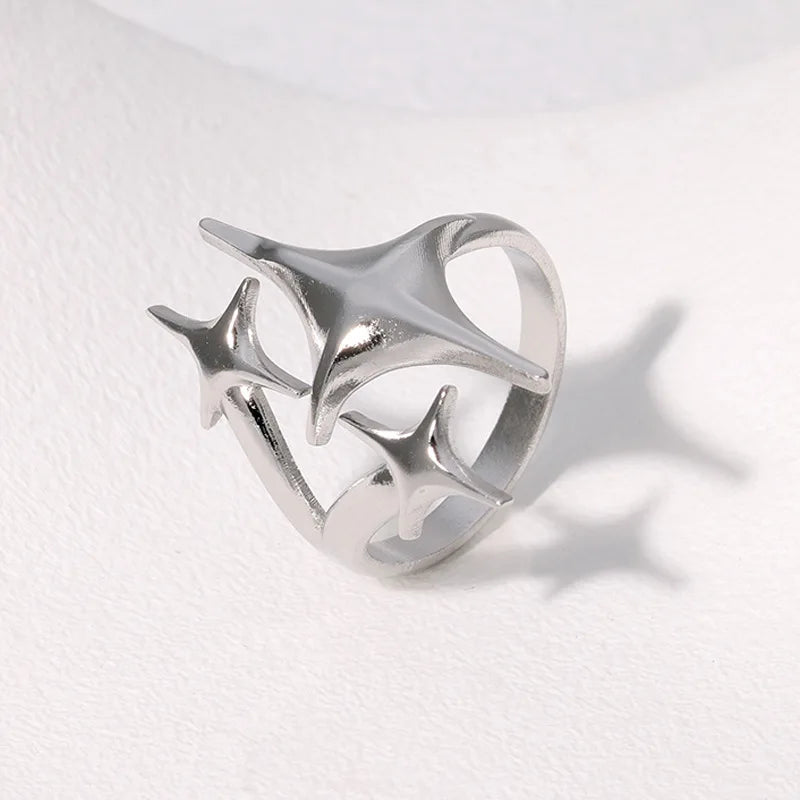 DL Stainless Steel Star Cross Ring (Korean Edition)
