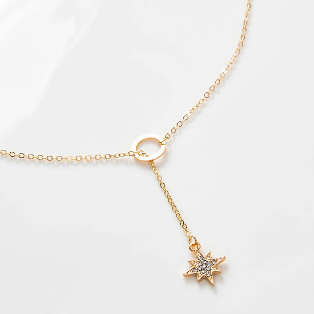 DL 14K Gold Plated Rhinestone Hexagram Pendant Necklace (Usa Edition)