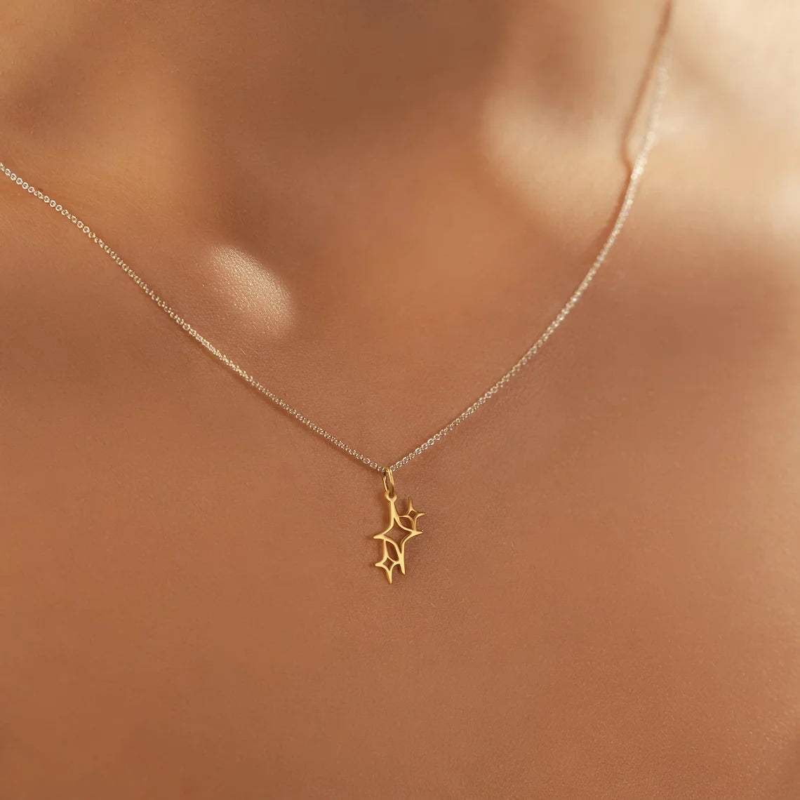 DL Mini Pendant Sparkles Dainty Necklace Stainless Steel (China Edition)
