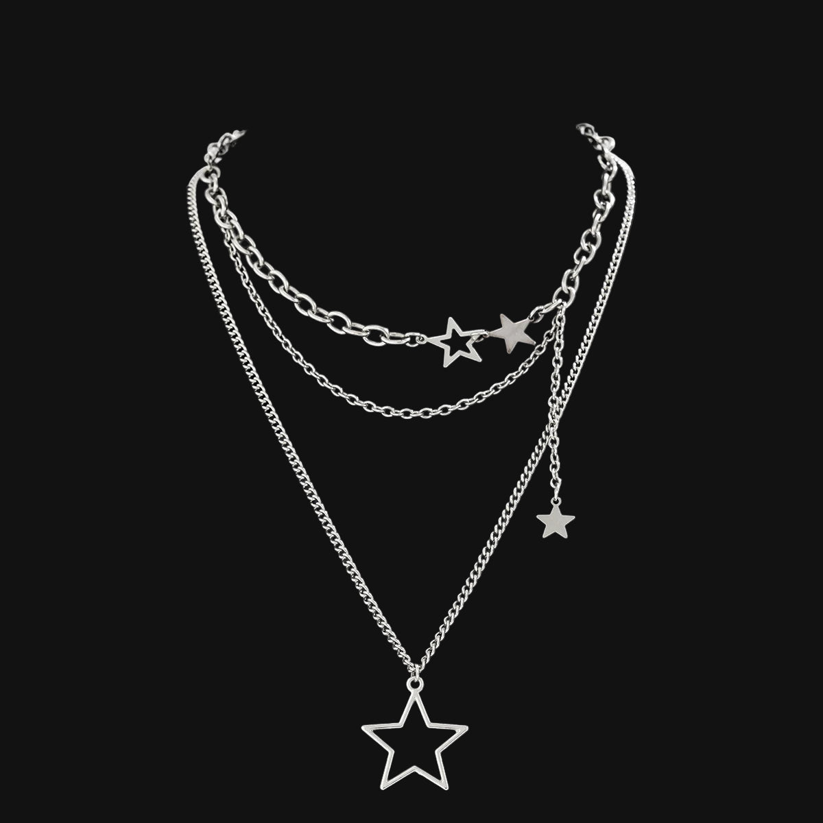DL Y2K Star Pendant Necklace Simple Multi layered Metal Chain Necklace (China Edition)