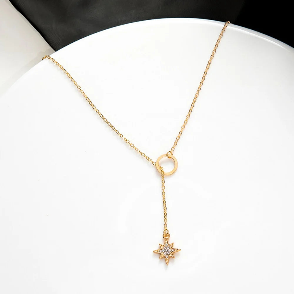 DL 14K Gold Plated Rhinestone Hexagram Pendant Necklace (Usa Edition)